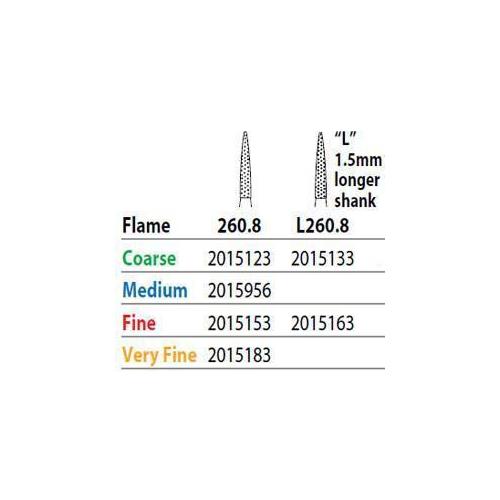 Premier Dental 2015123 Two Striper Friction Grip FG #260.8C Coarse Flame Shaped Diamond Burs 5/Pk Premier Dental 2015123 Two Striper Friction Grip FG #260.8C Coarse Flame Shaped Diamond Burs 5/Pk